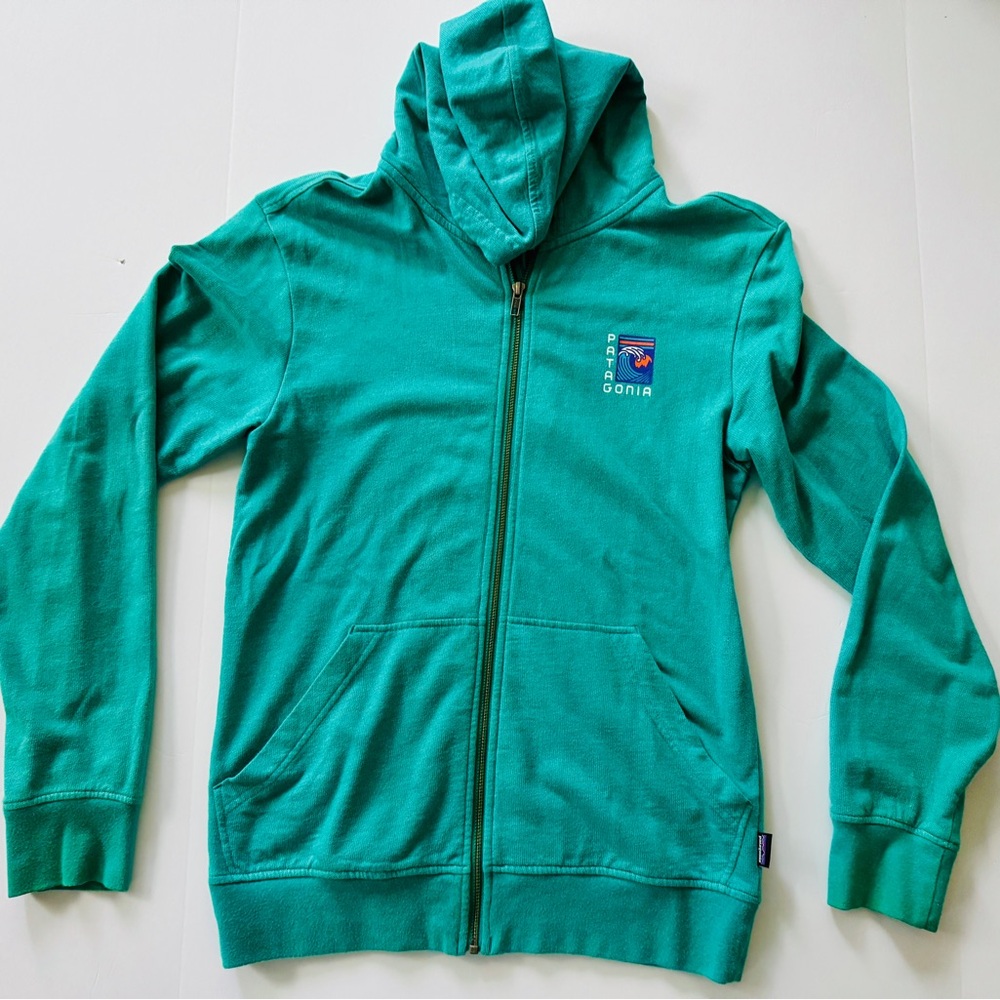 Patagonia Green/Teal Zip-Up Hoodie Sweatshirt